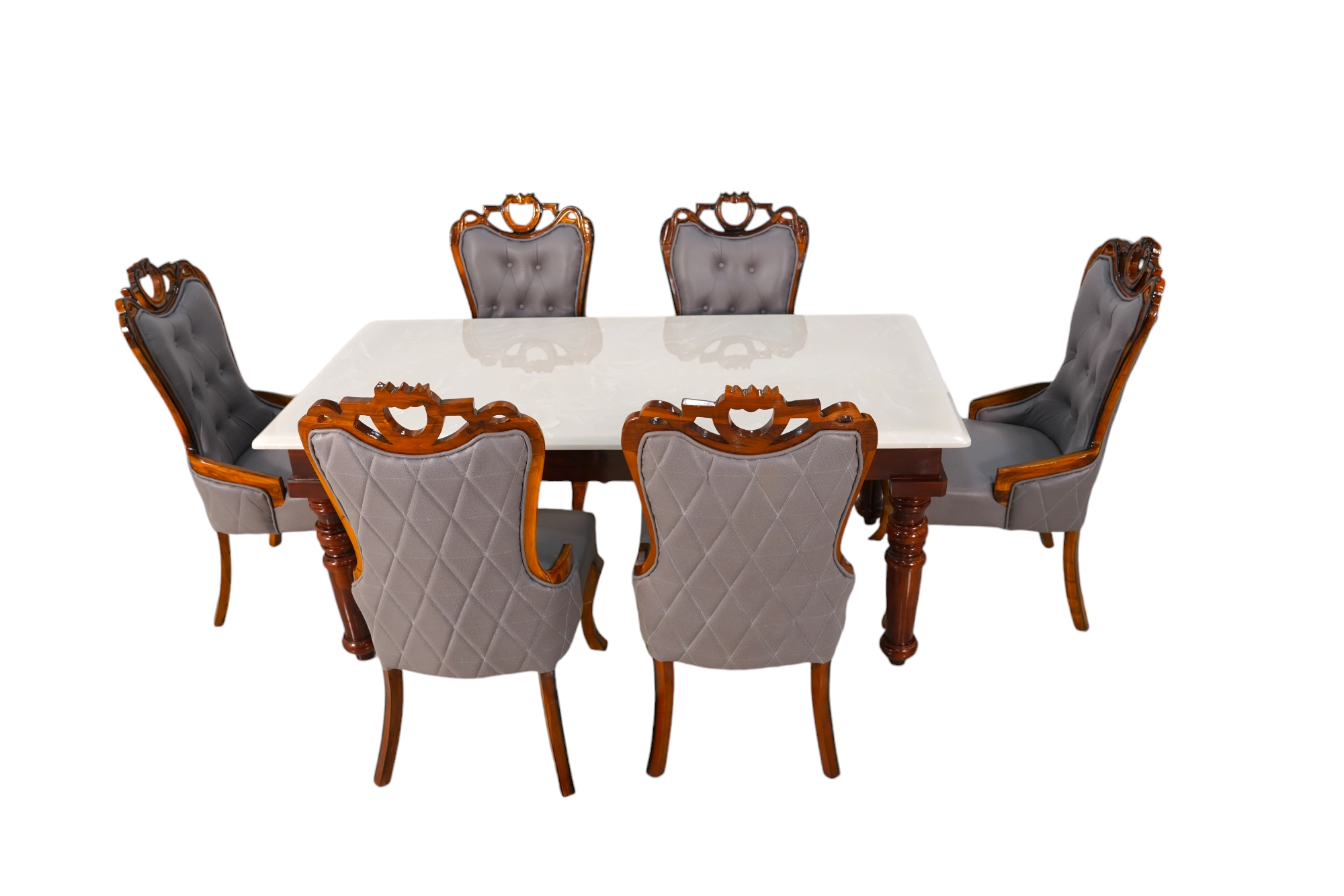 6 Seater Dining Table with Onyx Marble Top