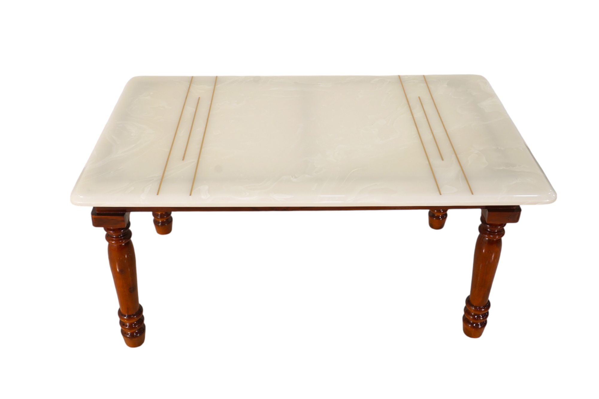 Dining T4 Seater Dining Table with Italian Marble Top and Seatback Cushion