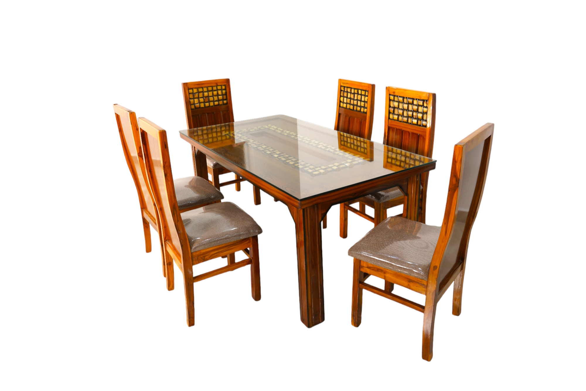 4 Seater Dining Table with Glass Top