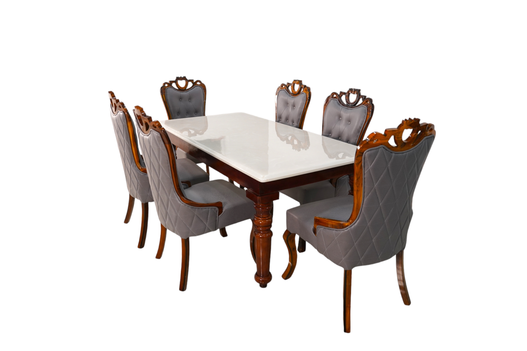 6 Seater Dining Table with Onyx Marble Top