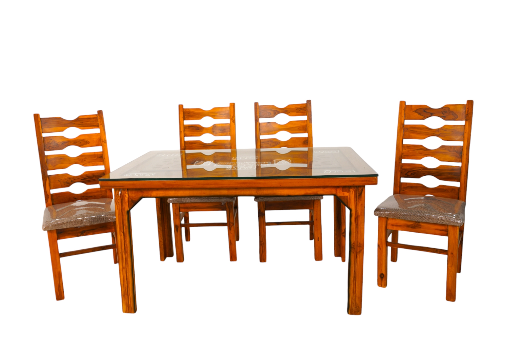 4 Seater Dining Table with Glass Top