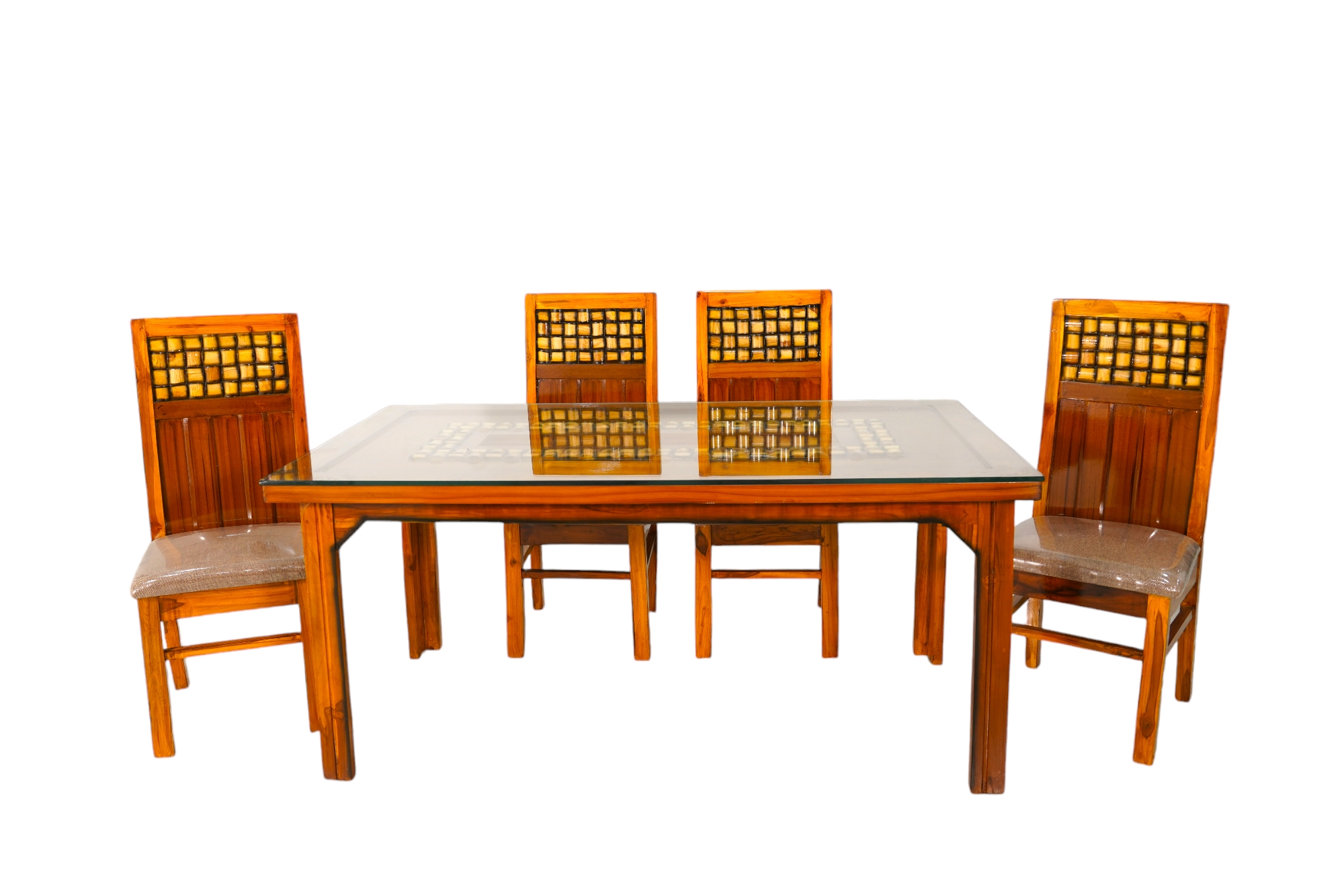 4 Seater Dining Table with Glass Top