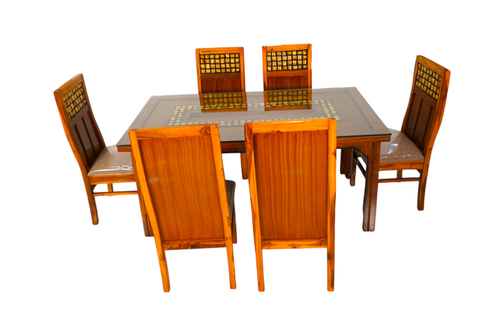 4 Seater Dining Table with Glass Top